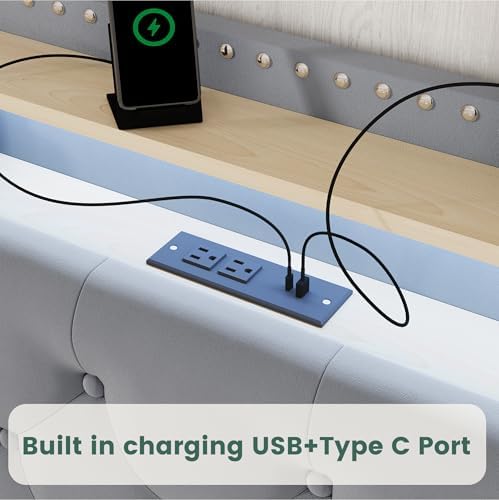 LARMACE Queen Bed Frame with 4 Storage Drawers, LED & Charging Station - Image 4