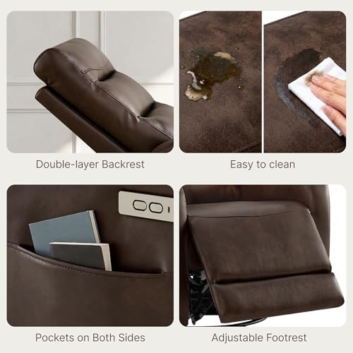 KISLOT Power Swivel Recliner Chair, Faux Leather Recliner 270° Rotation Modern - Image 6