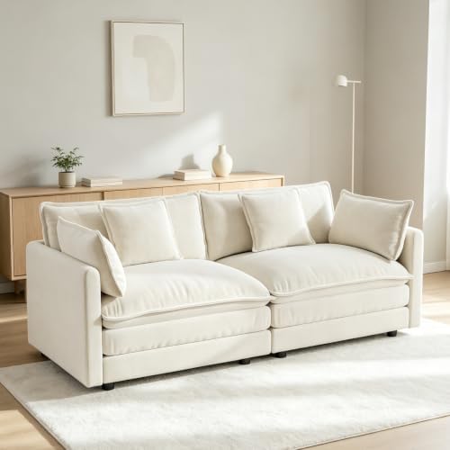 Tmsan 76.7" Loveseat Sofa Cloud Couch, Deep 2 Seater Love Seat by TmsanHomeKitchen