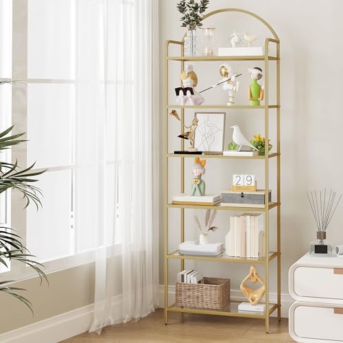 Hzuaneri Bookcase Bookshelf, Tempered Glass Bookshelves by Hzuaneri
