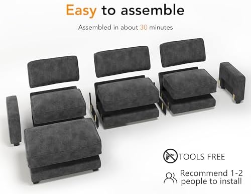 Vipbear 120" Oversized Modular Sectional Sofa, L Shaped Couch Set - Image 4