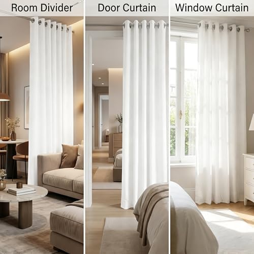 SMILETIME White Velvet Curtains 104"x108" Grommet 1 Panel - Image 4