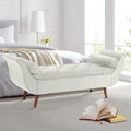 End of Bed Storage Bench for Bedroom, Upholstered Rolled Armed Button Tufted by Hdxdkog