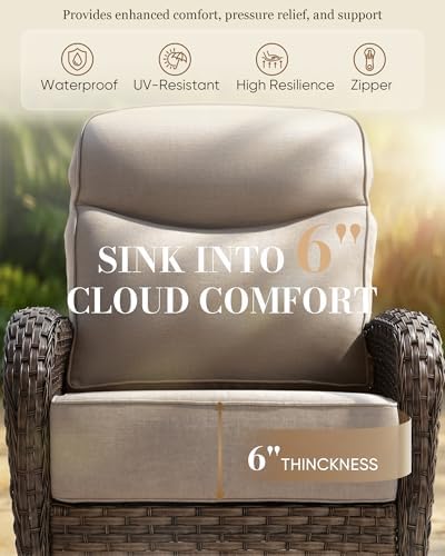 Belord Upgraded 6“ Cushion Luxury 10 Piece Patio Furniture Set - Image 4