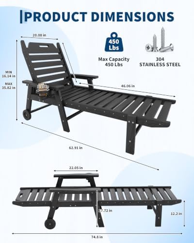 2 Pack HDPE Lounge Chair Outdoor - Image 2