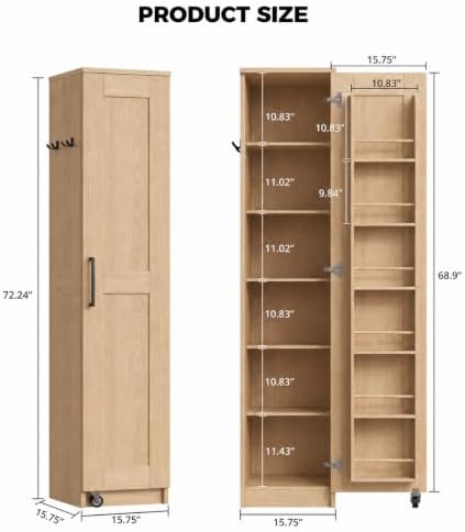 IRONCK Narrow Kitchen Pantry Cabinet, Slim - Image 2