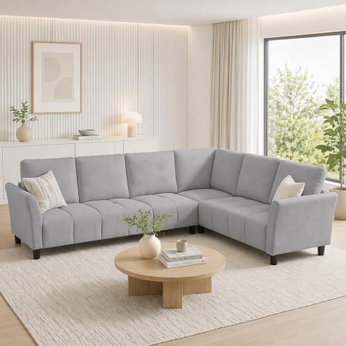 102" L Shaped Couch, 6 Seater Sectional Sofa by Jarenie