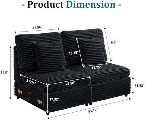 ORRD Modern Middle Armless Sofa Seat Set of 2 - Image 3