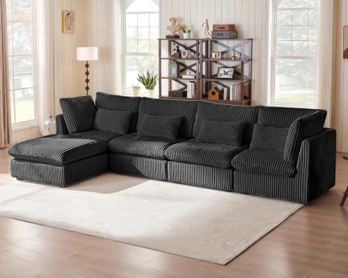 154" Oversize Corduroy Modular Sectional Sofa Couches by CHICHOUSE