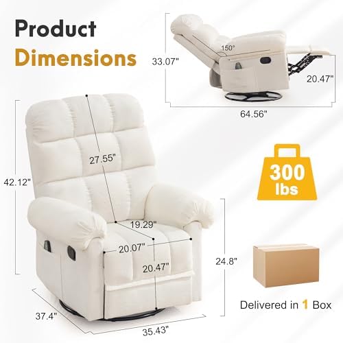 Korser 360° Swivel Rocker Recliner Chair, Rocking Chair Nursery - Image 2