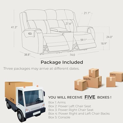 CHITA Genuine Leather Power Recliner Sofa, Loveseat - Image 2