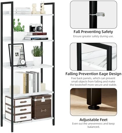 NUMENN Bookshelf, 5 Tier Freestanding Shelving Unit - Image 6