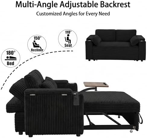 Auvsoce 65" 3-in-1 Pull-Out Convertible Sofa Bed - Image 4