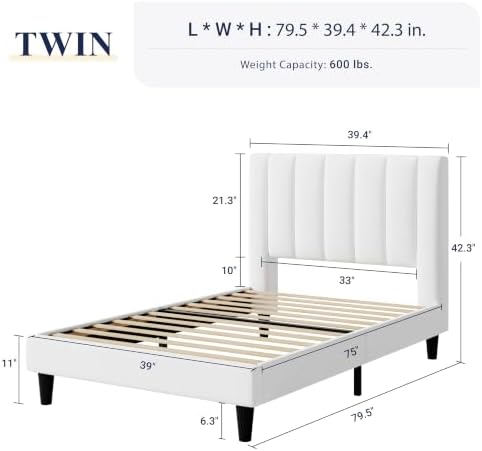 Allewie Twin Bed Frame/Velvet Upholstered Bed Frame - Image 2