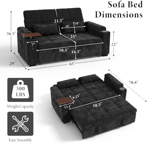 Dreamzie 65'' Convertible Sleeper Sofa Bed - Image 2