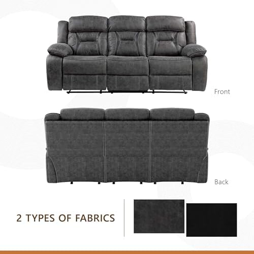 Homelegance Reclining Couch, Polished Microfiber Manual Double Recliner Sofa - Image 4