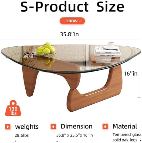 Modern Glass Coffee Table for Living Room, Mid Century Coffee Table, Small - Image 2