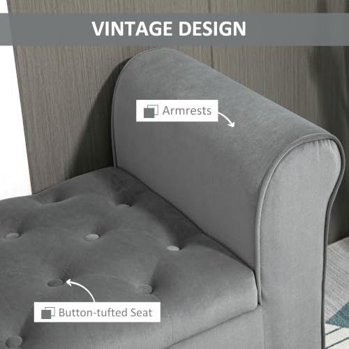 HOMCOM Button-Tufted Storage Ottoman Bench - Image 6