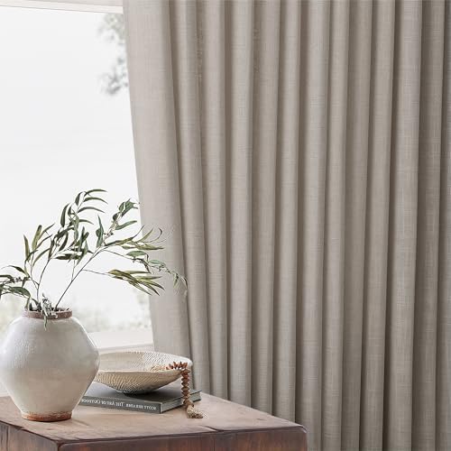 TWODRAPES Burlywood Pinch Pleat Linen Curtains 120 Inches Long 60 Inch Wide - Image 2
