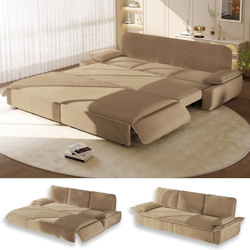 94.5" Sleeper Sofa Bed King Size, 3-in-1 Convertible Corduroy Couch by UPYOOE