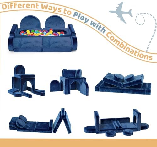 12pcs Modular Kids Play Couch, Convertible Toddler Sectional Sofa - Image 5