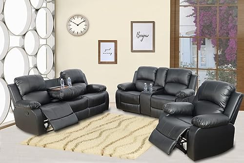 A Ainehome Living Room Furniture Set Leather Recliner Sofa Set Loveseat Chair by AAinehome