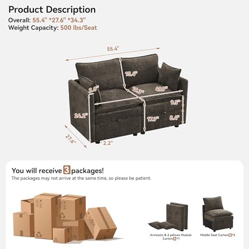 55" Cloud Modular Loveseat Sofa - Image 2