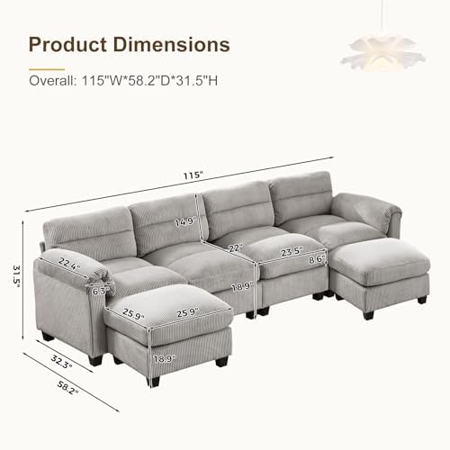 HAOMARKETS 115” Modular Sectional U Shaped Sofa - Image 2