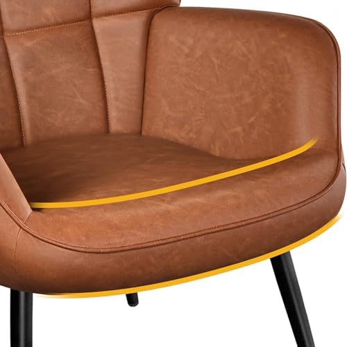 Yaheetech Faux Leather Living Room Accent Chairs, Retro Brown - Image 6