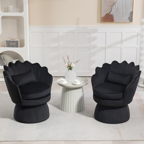 ZJhome 360° Swivel Accent Chair, Mid-Century Modern Velvet Barrel Chair - Image 3