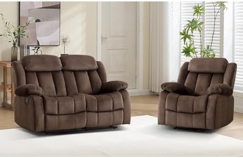EBELLO Manual Reclining Sofa Set, Classic Recliner Sofa by EBELLO