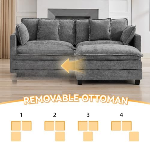 76'' L Shaped Sectional Cloud Couch, Modular Sofas - Image 6