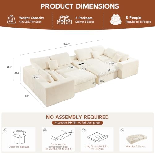 167.5" Oversized Boneless Couch Sleeper Sofa - Image 2
