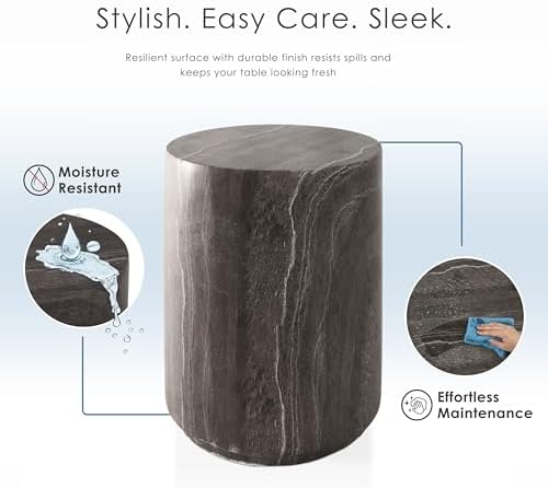 24/7 Shop at Home Ranera Modern 14-inch Natural Stone-Like Side Table - Image 5