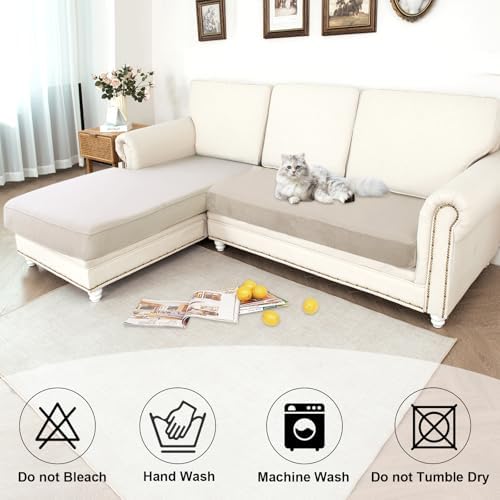 NAISI Waterproof Couch Cushion Covers Thick Velvet Fabric Washable Sofa - Image 4