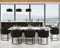 HNY Mid Century Modern Upholstered Barrel Black Dining Chairs by HNY