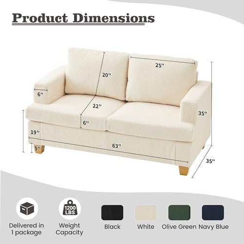 Apicizon Modern 63" Loveseat Sofa Couch - Image 2