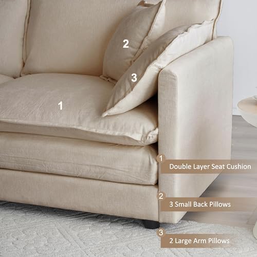 Tmsan 76.7" Loveseat Sofa 2 Seater Cloud Couch, Small Love Seat Sectional - Image 5