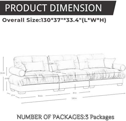 130" Modular Sectional Sofa, Velvet Upholstered Couches - Image 2