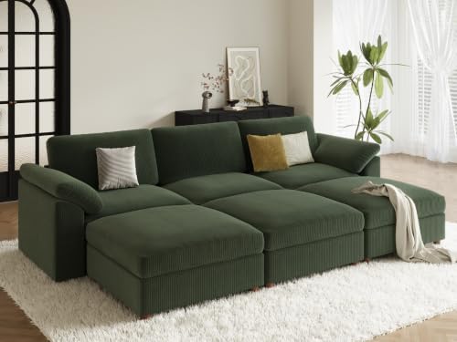 EASE MOOSE Oversized Green Sectional Modular Sofa, Modular Sleeper Couch by EASEMOOSE