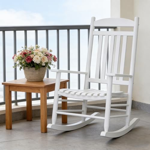 Wooden Outdoor Rocking Chair, Weatherproof Oversized Rocking Chair, Heavy Duty - Image 2