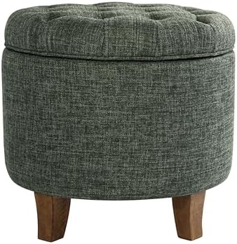HomePop 19" Button Tufted Round Storage Ottoman by HomePop