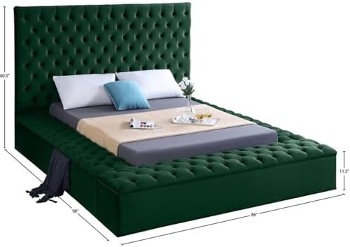 Meridian Furniture Bliss Collection Modern | Contemporary Velvet Upholstered Bed - Image 3