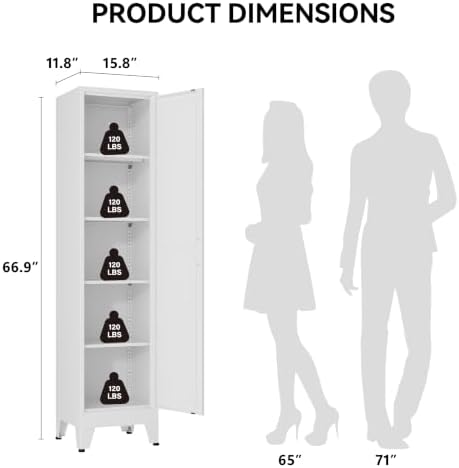 COFaR 67" Tall Metal Pantry Cabinet, Slim Freestanding Cupboard - Image 2