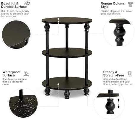 Round Small End Table with Classic Turned Legs, 3 Tier Oval Accent Table - Image 3