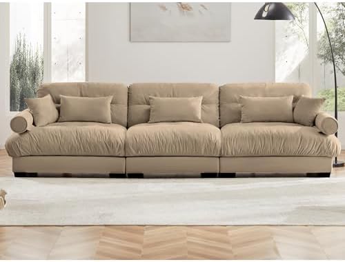 130" Modular Sectional Sofa, Velvet Upholstered Couches - Image 3