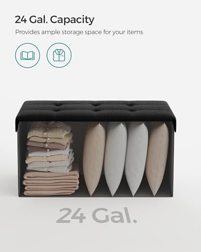 SONGMICS 30 Inches Folding Storage Ottoman Bench, Load 660 lb - Image 5