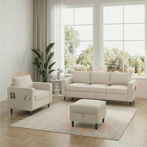 ijuicy 2PCS Sectional Sofa Set, 4 Seat Couch Set, 3 Seat Couch - Image 2