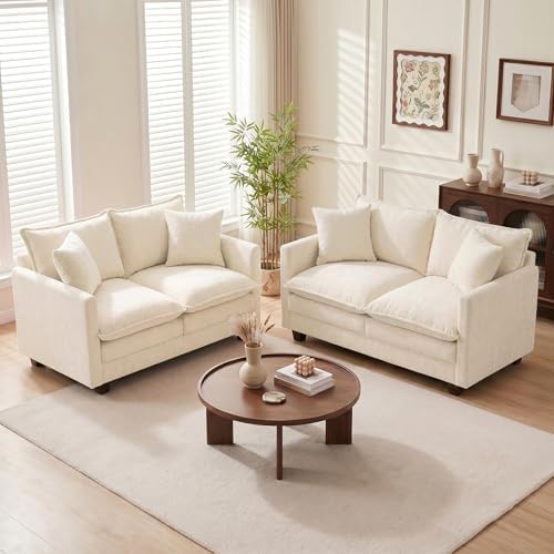 Loveseat Sofa Couch 2 Piece Set, Small Compact 50" Love Seat 27" Deep Cloud by MUDANT