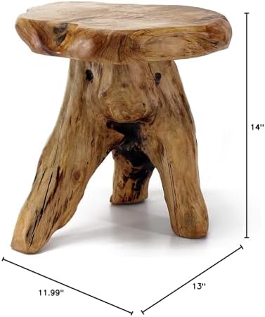 WELLAND Natural Cedar Stump Stool, Live Edge Mushroom Side Table - Image 3